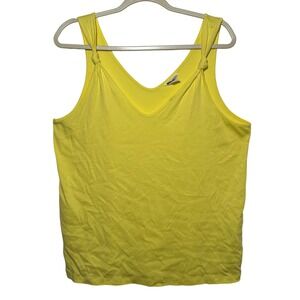 CASLON Yellow Knot Shoulder V-Neck Tank Top Women's Size L Cotton Blend